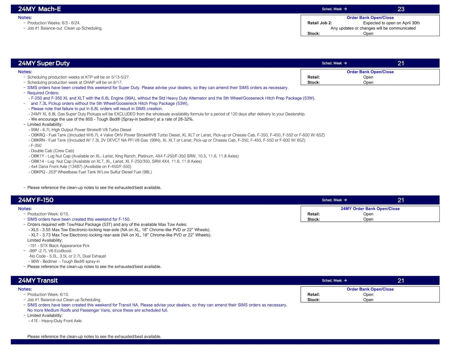 Ford F-150 2024 F-150 Scheduling This Week (4/25/24) for Production Week 6/10 Ford Scheduling Notes - 4.22.24-3
