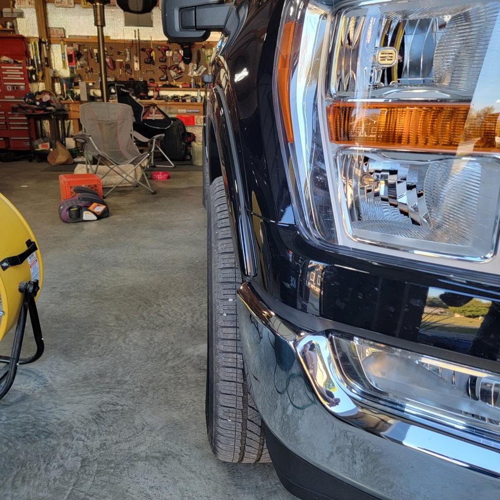 Ford F-150 Bushwacker OE flares finally painted front