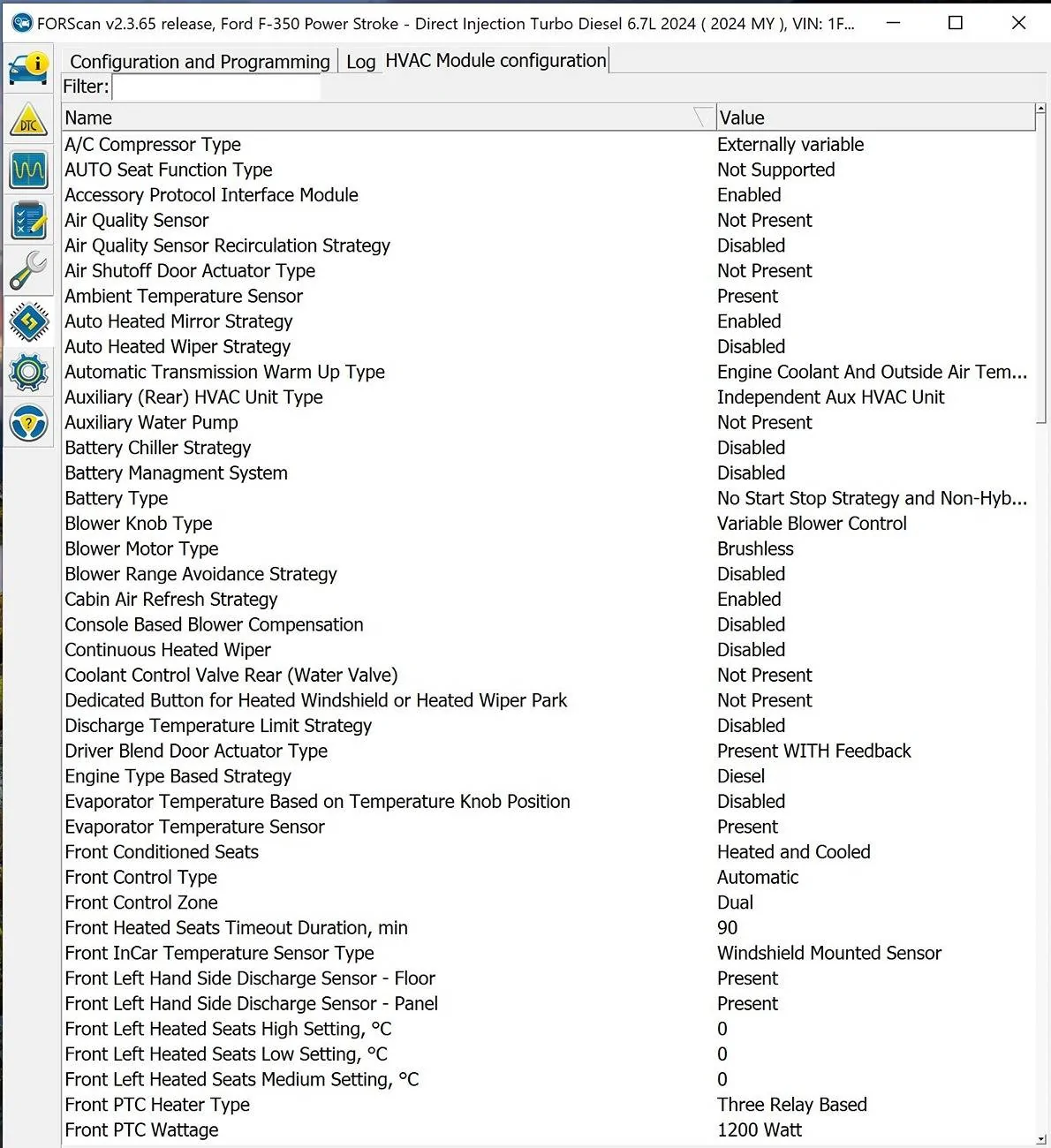 Ford F-150 Request for 2021-2023 FORScan HVAC HEX Values (High-trim spec w/LCD knobs) HVAC PE 1