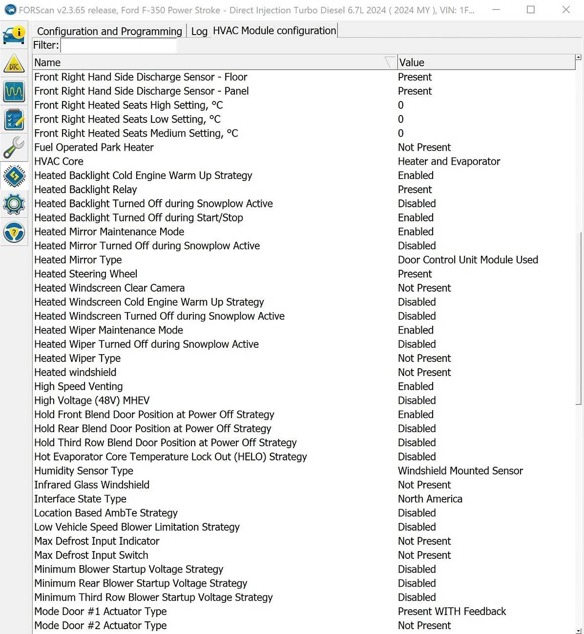 Ford F-150 Request for 2021-2023 FORScan HVAC HEX Values (High-trim spec w/LCD knobs) HVAC PE 2