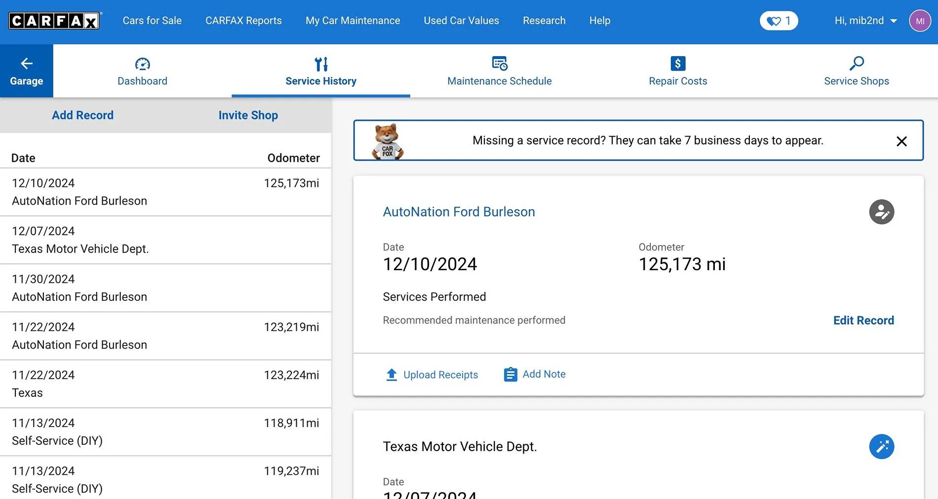 Ford F-150 Used Car Maintenance History Pull? Image 12-26-24 at 8.54 PM