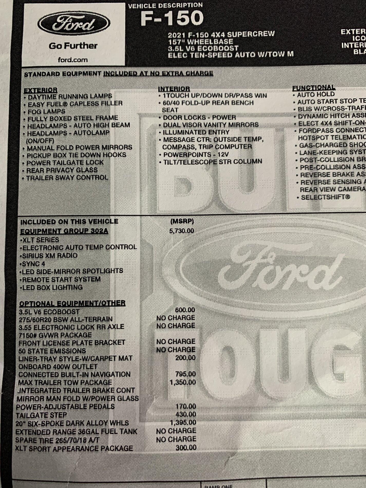 Ford F-150 2021 F-150 Payload Stickers image