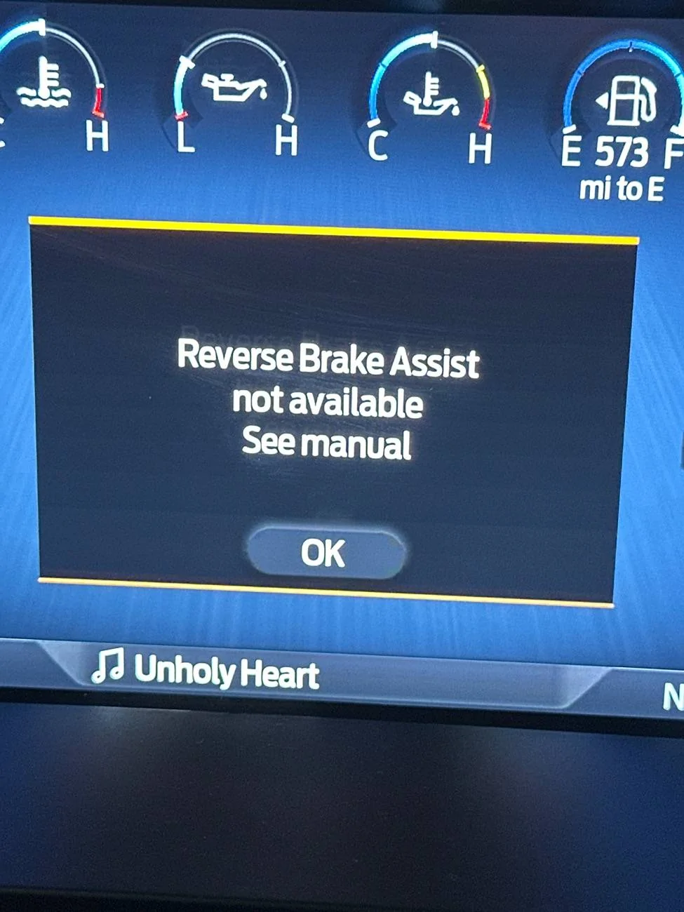 Ford F-150 Reverse Brake Assist Not Available- See Manual imag