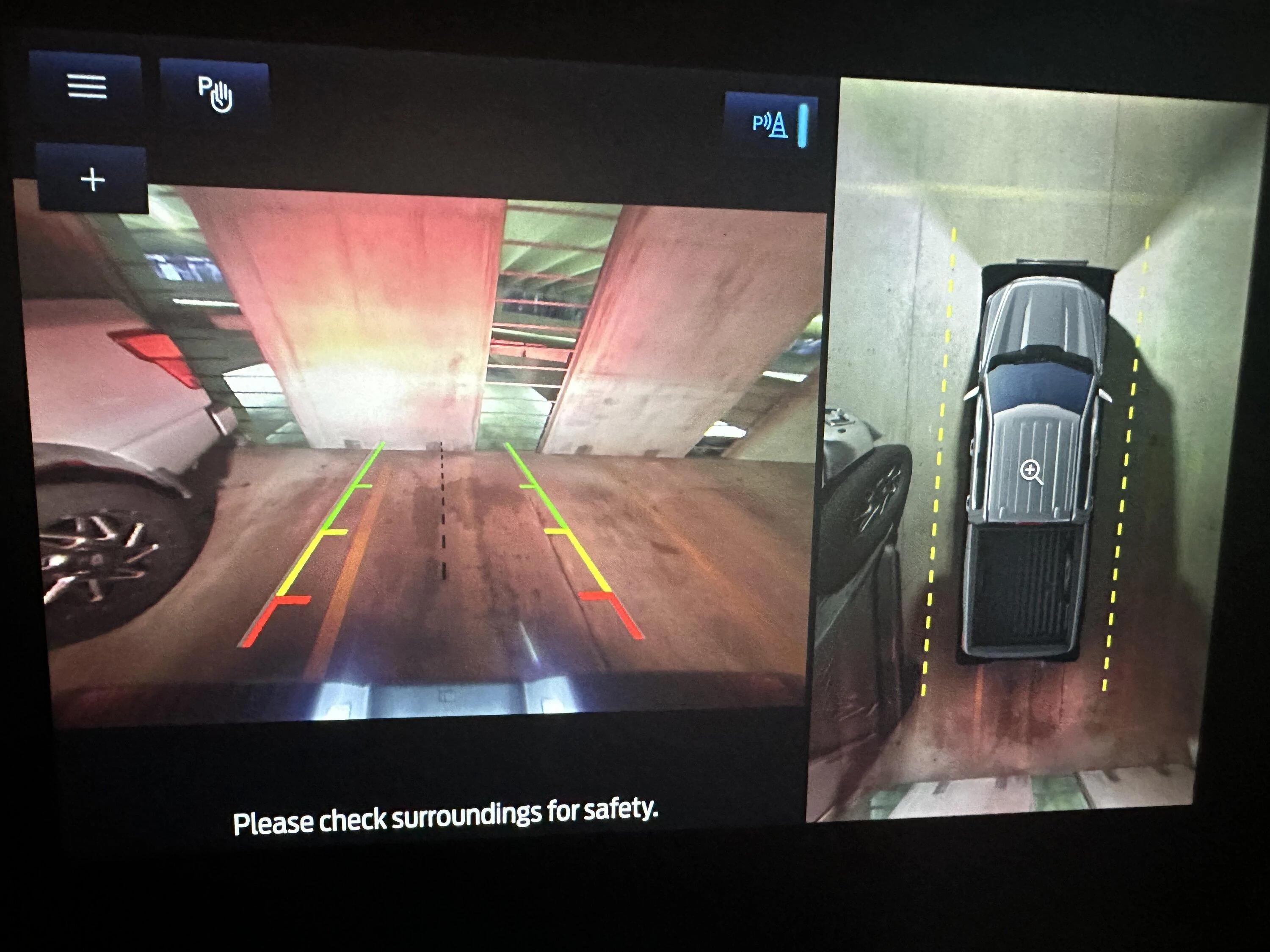 Ford F-150 Backup Camera Driving Aid - Angle of Color lines - Perspective IMG_0664