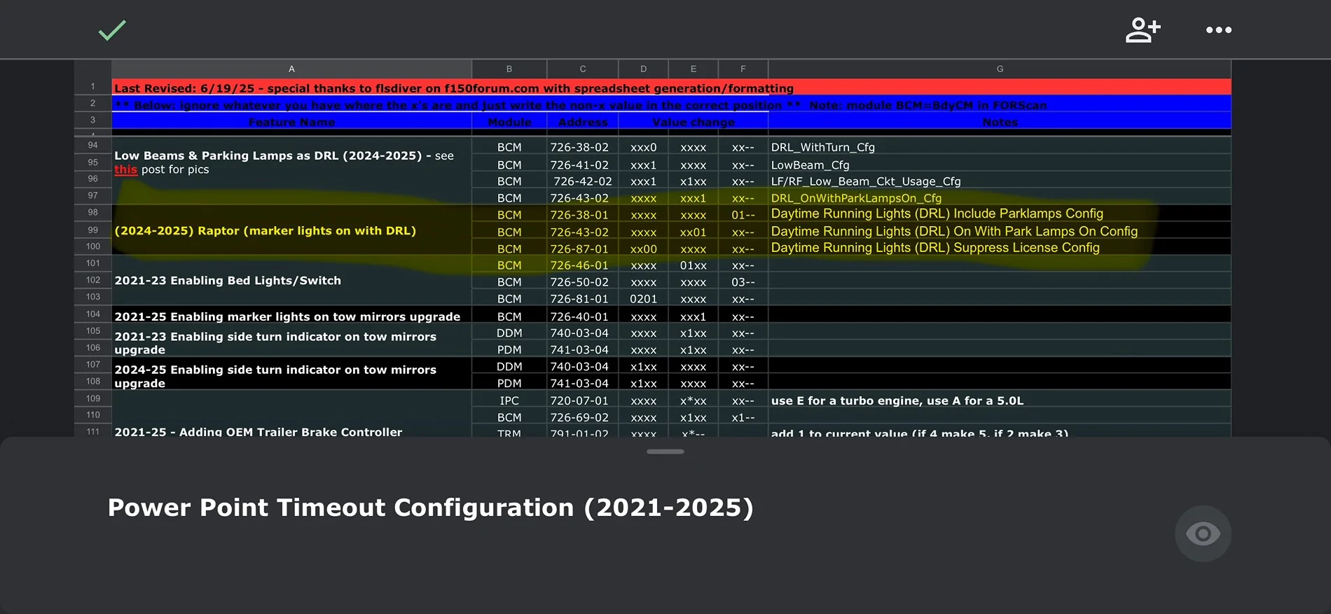 Ford F-150 2021+ F-150 FORScan List / Database / Spreadsheet IMG_0683