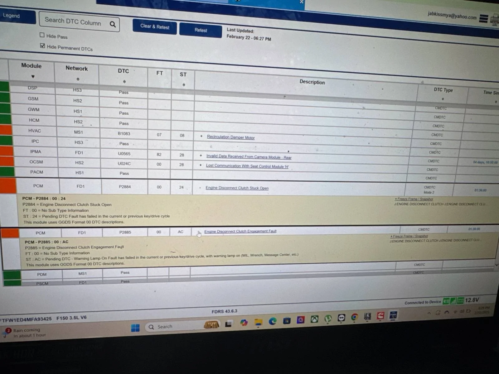 Ford F-150 P2884 AND P2885 Engine disconnect clutch codes IMG_0778