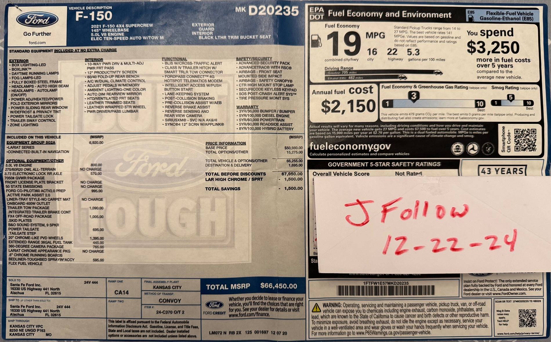 Ford F-150 2021 V8 5.0 Lariat FX4 502A 34k miles IMG_0921