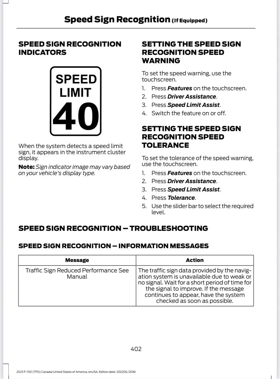 Ford F-150 Speed Sign Recognition IMG_0974