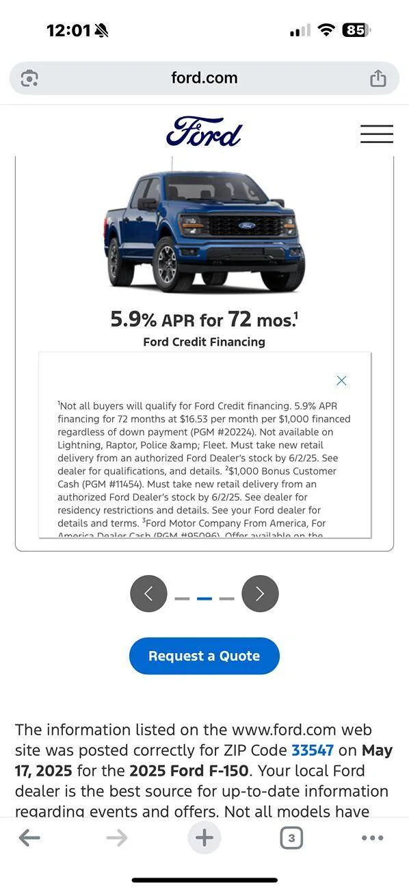 Ford F-150 Ford Finance interest rates IMG_1208