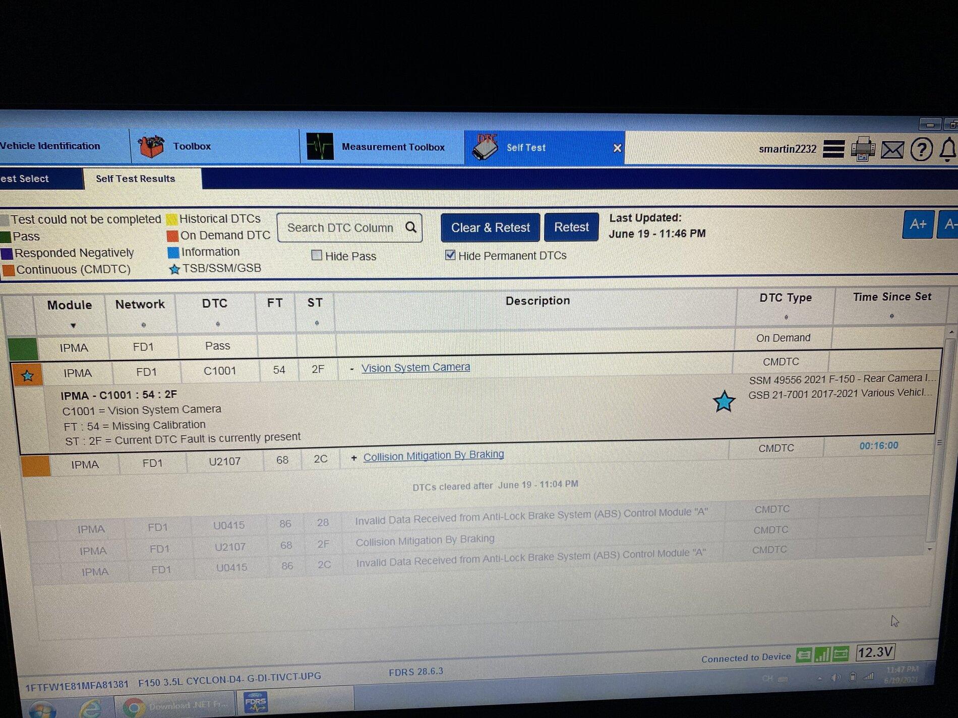 Ford F-150 Sensor faults on first drive IMG_1439