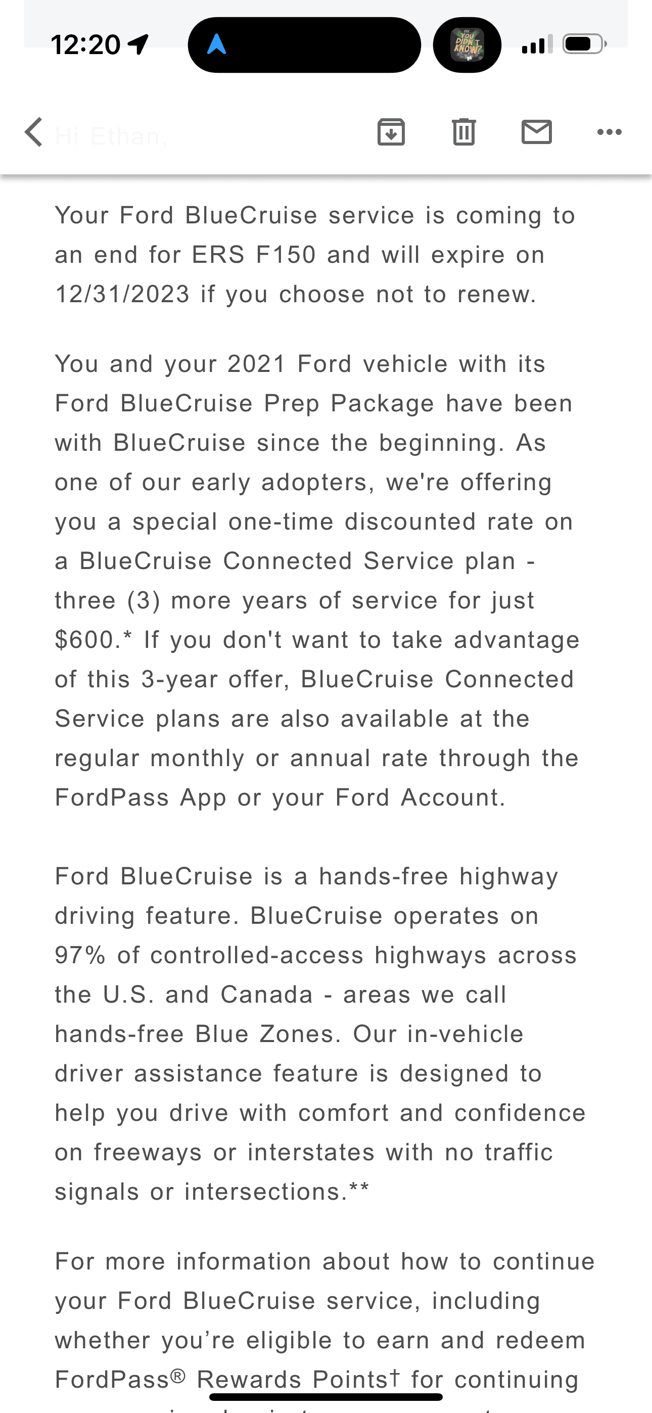 Ford F-150 Blue cruise renewal for 21 build IMG_1984