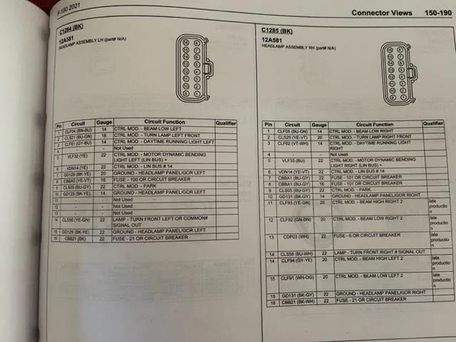 Ford F-150 Dynamic LED headlights pin out diagram IMG_2015