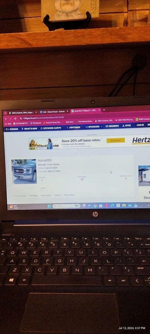 Ford F-150 profle showing up on sign in IMG_20240712_163742275_HDR