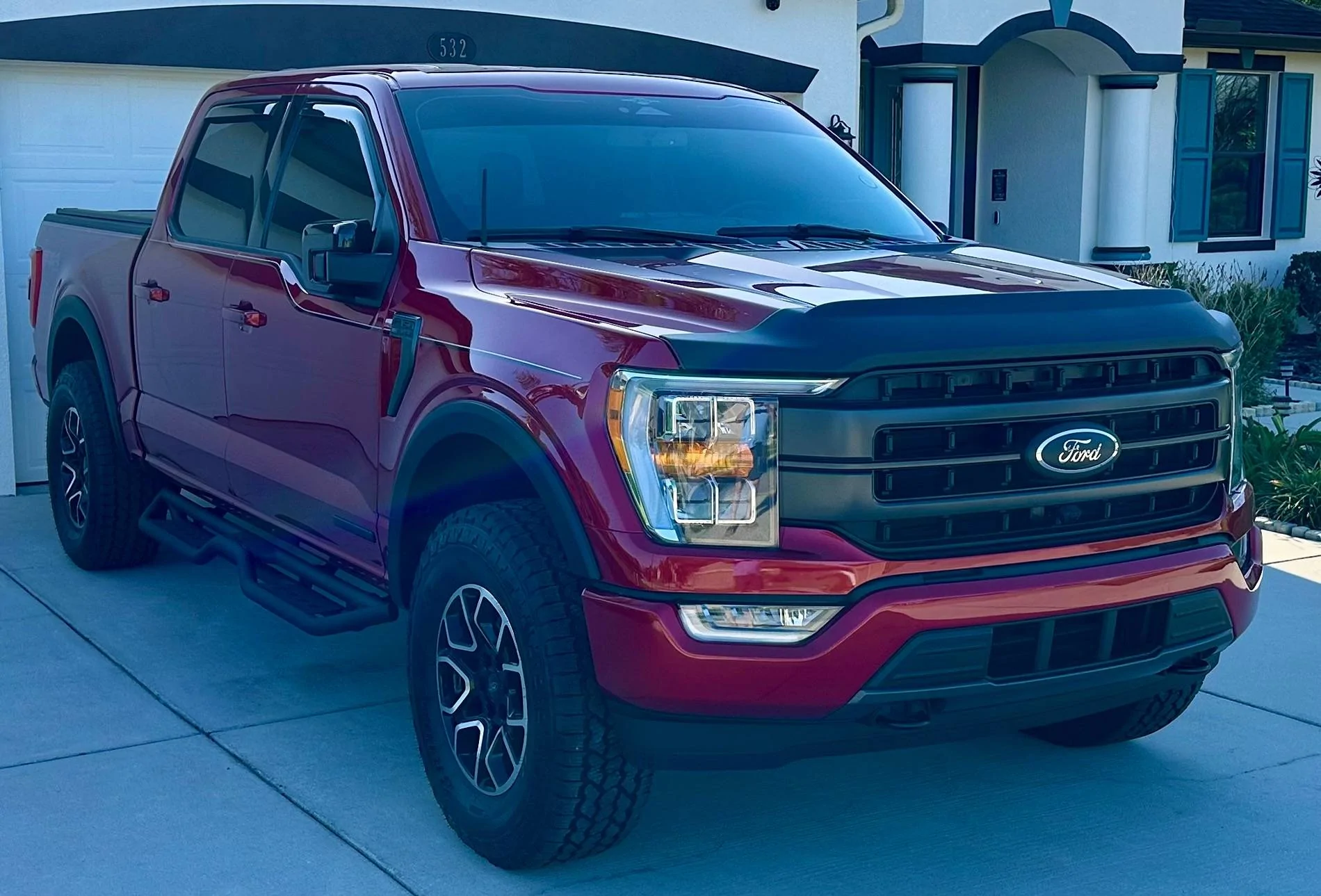 Ford F-150 2021 Rapid Red XLT leveled on 34s IMG_2371