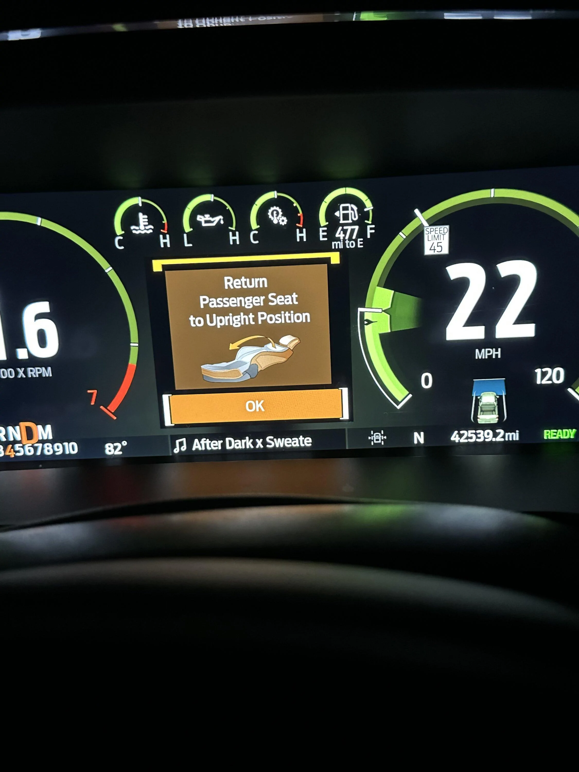 Ford F-150 Passenger seat warning message IMG_2861