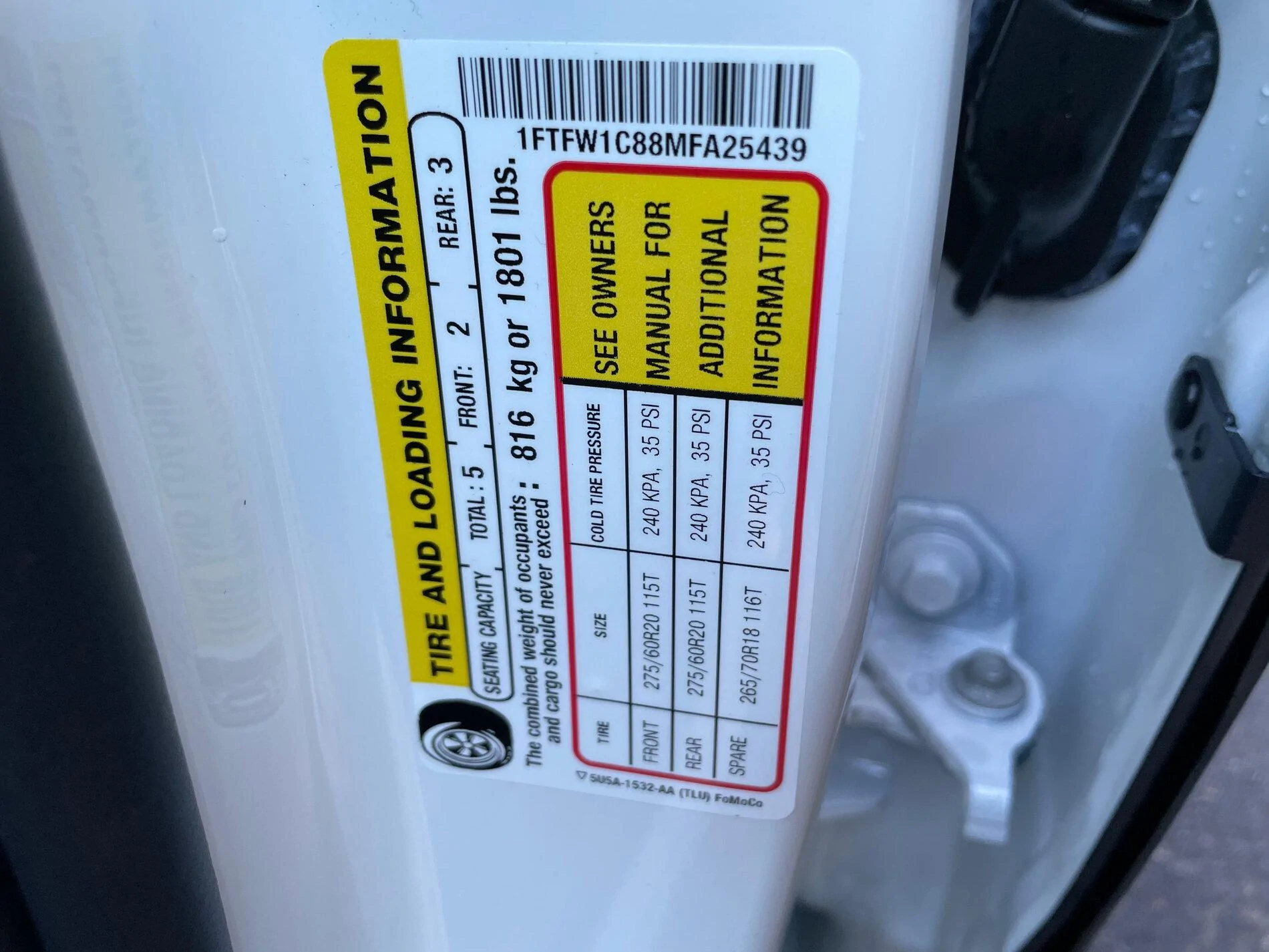 Ford F-150 King Ranch / Platinum / Limited Payload Sticker thread IMG_2870