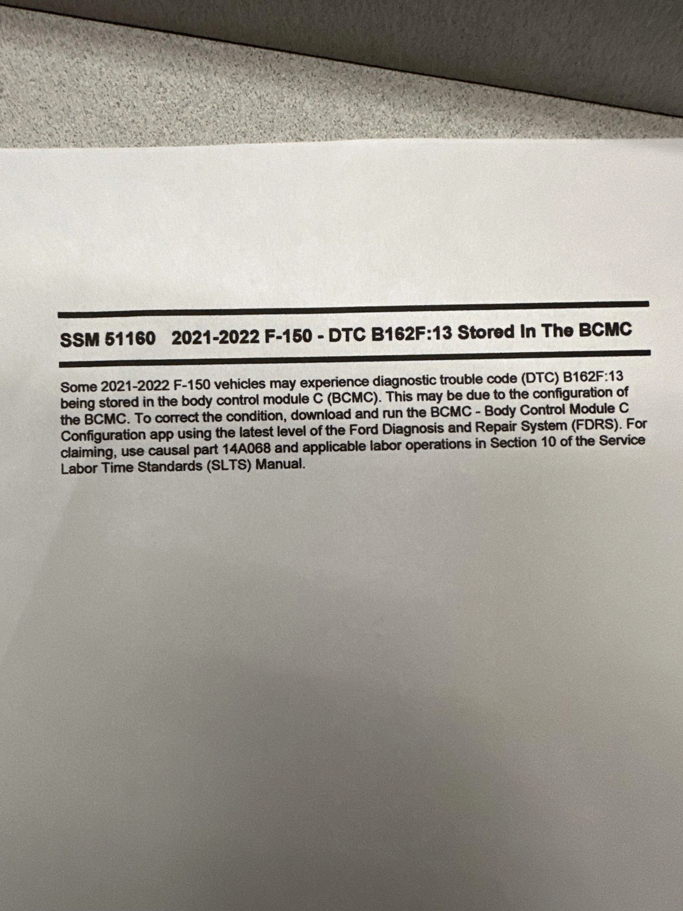 Ford F-150 DTC B162F IMG_3365