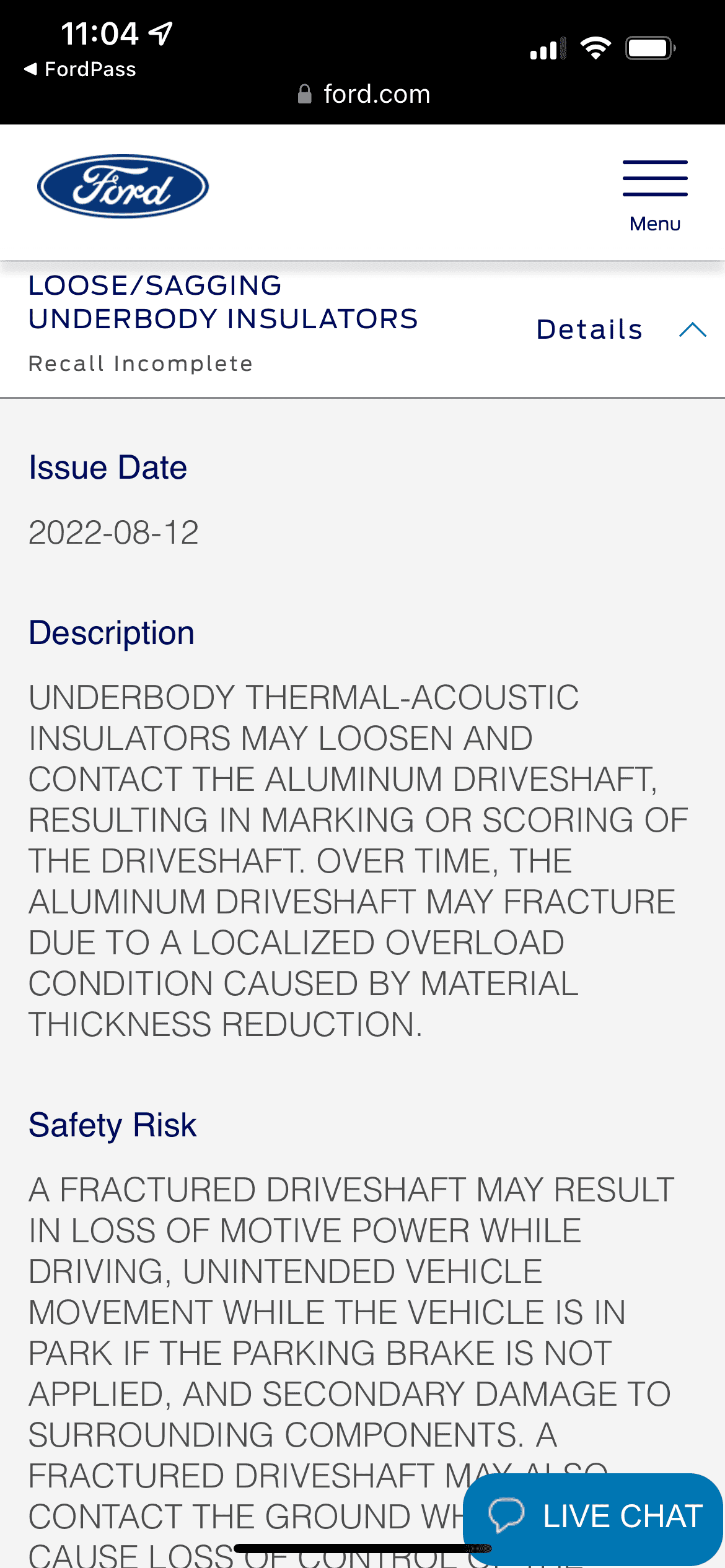 Ford F-150 Underbody insulator recall expanded IMG_3824.PNG