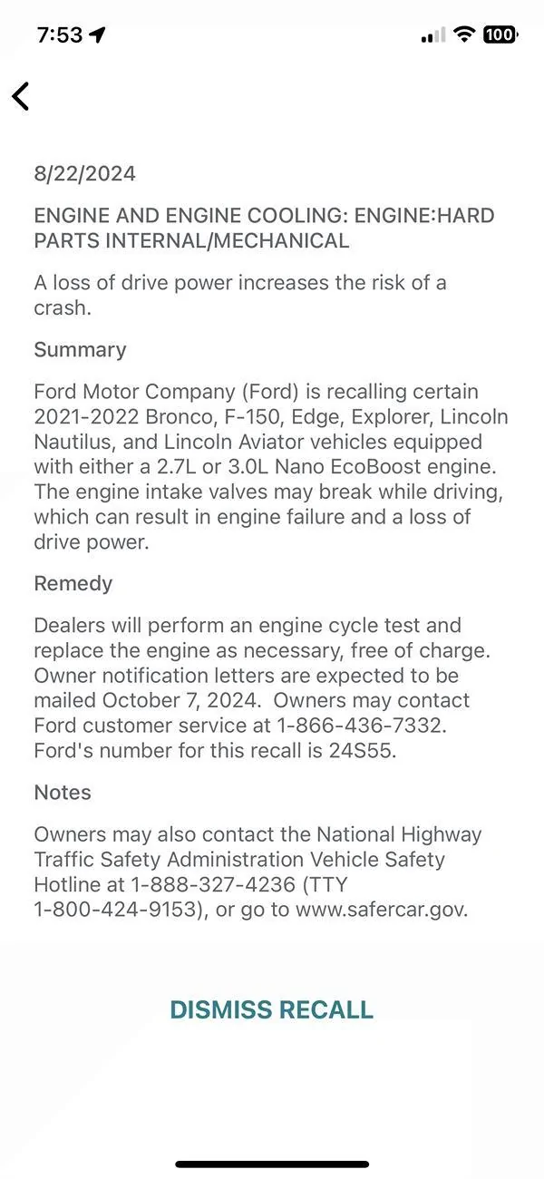 Ford F-150 Recall for 2021-2022 2.7L - Broken Intake Valve IMG_4076