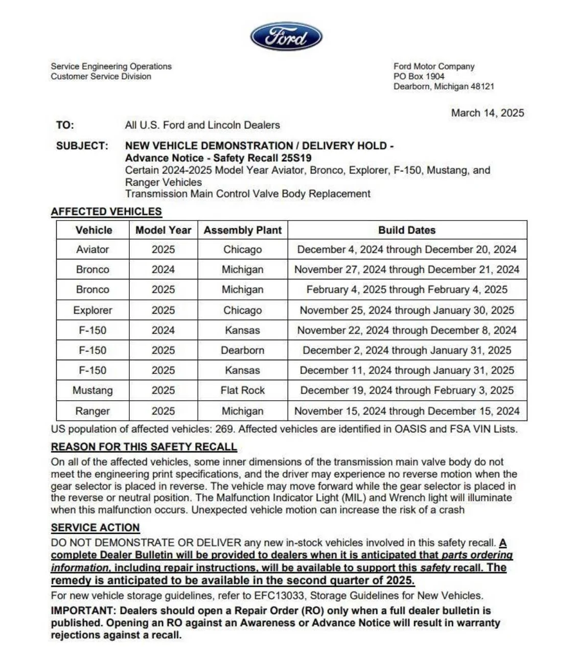 Ford F-150 Driving forward unexpectedly IMG_4397