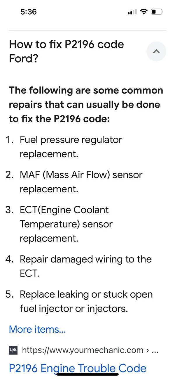 Ford F-150 P2196 code today IMG_4676
