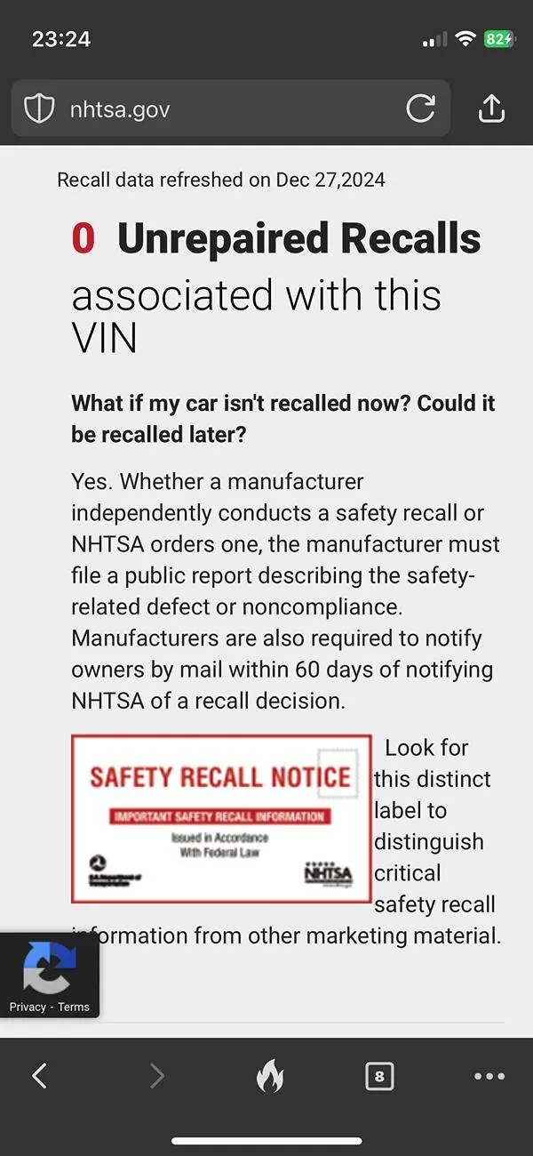Ford F-150 Recall 24E08 for catalytic converter inspection IMG_4853