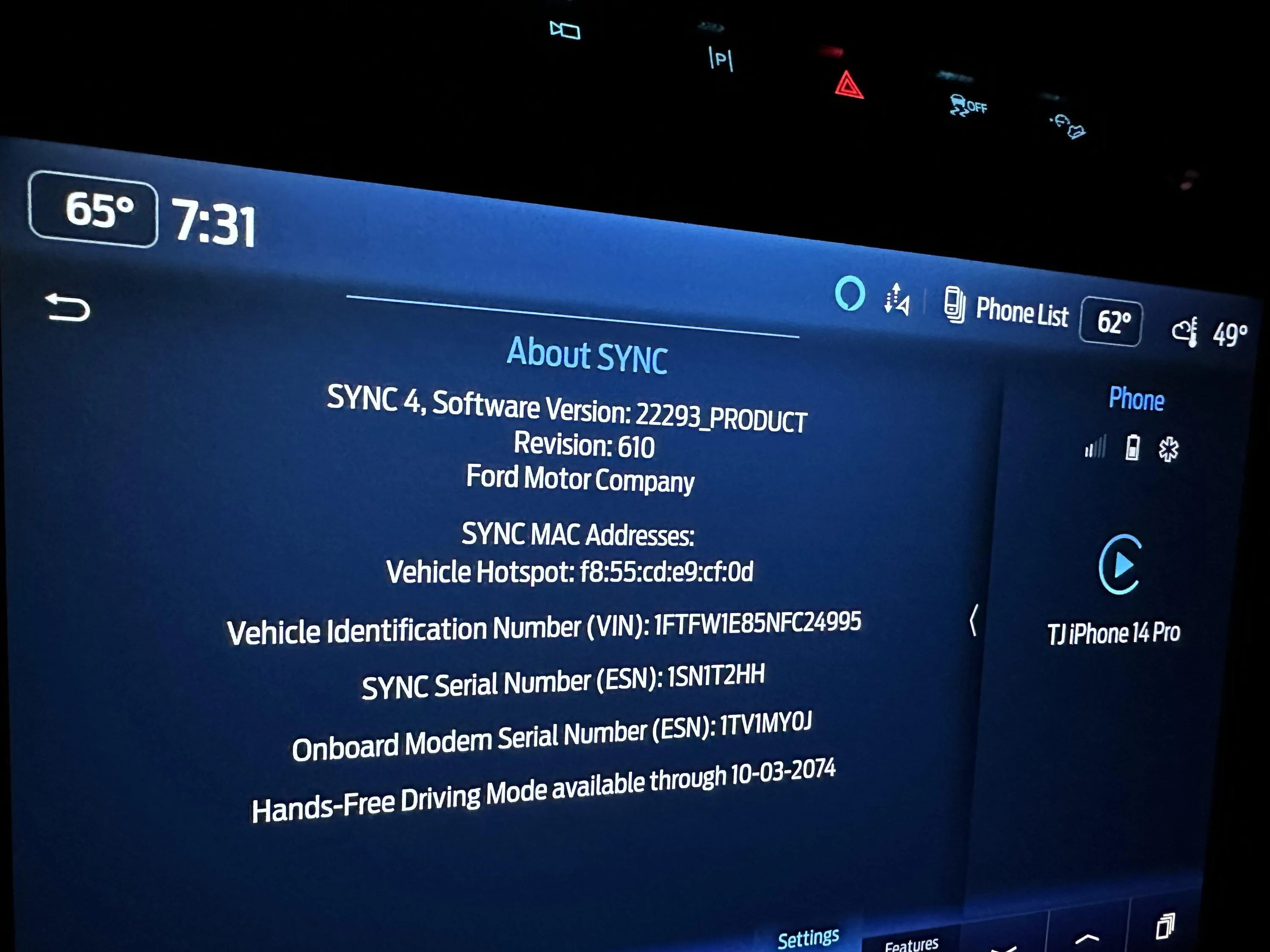 Ford F-150 Ford Power-Up 6.3.0  SYNC version 23291 IMG_4974