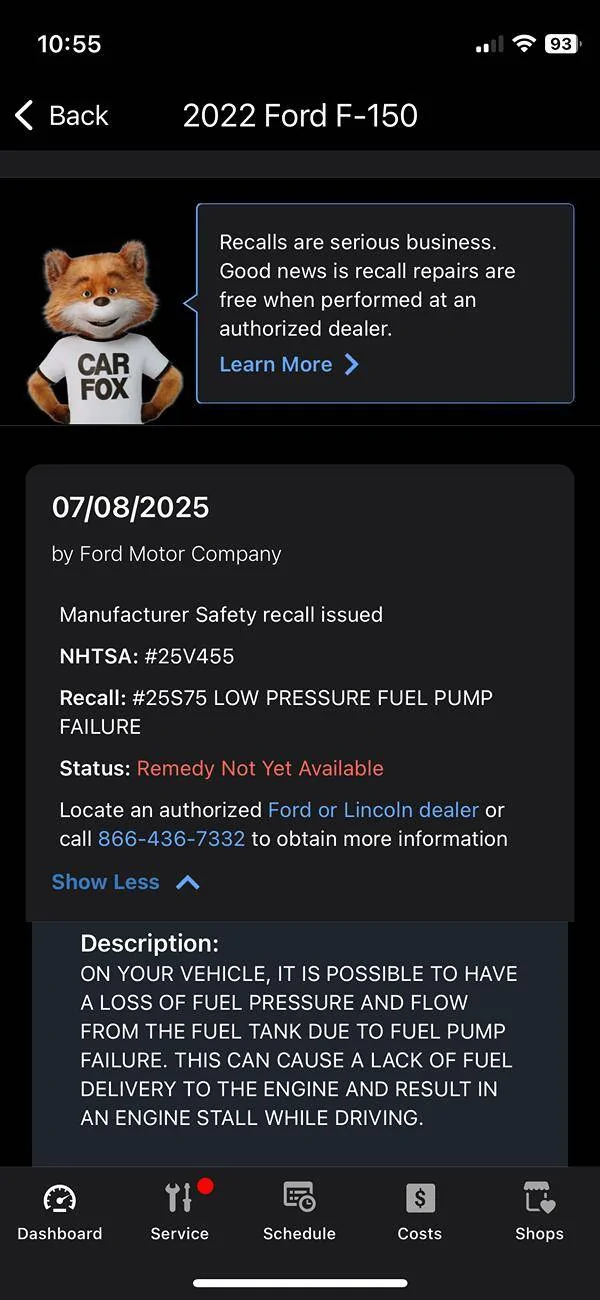 Ford F-150 Low pressure fuel pump failure RECALL IMG_5759