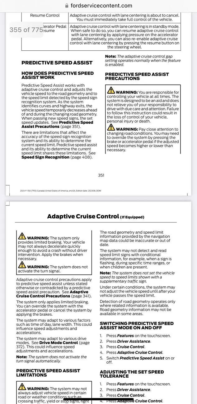 Ford F-150 Adaptive Cruise Control changes to 75mph OFTEN IMG_6260