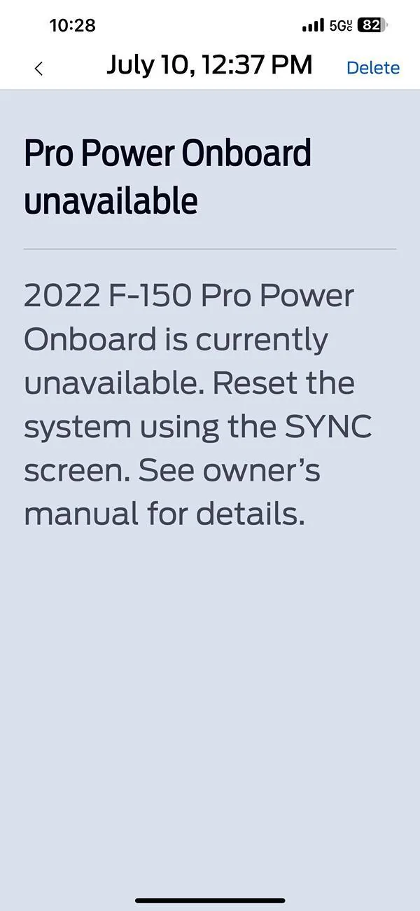 Ford F-150 ProPower Unavailable Message IMG_6335
