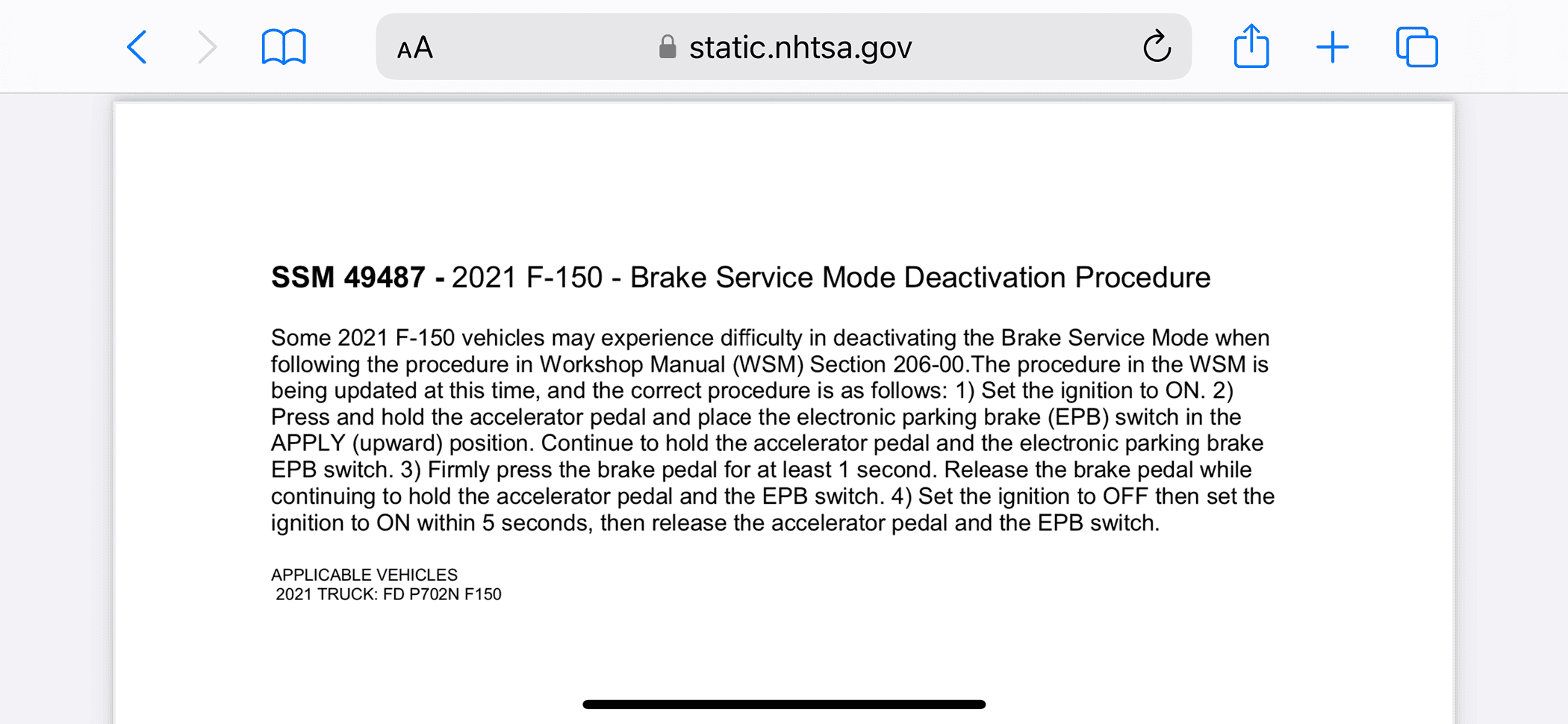 Ford F-150 Stuck in Brake Maintenance Mode IMG_6409