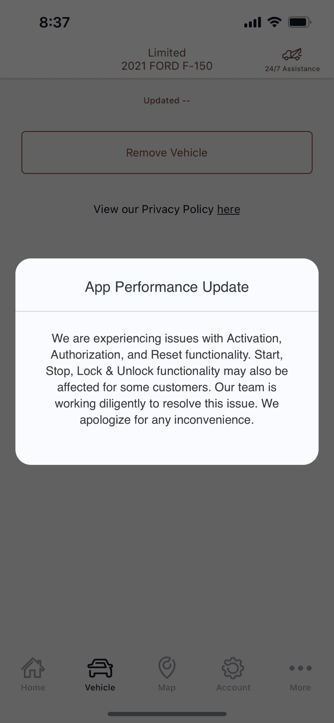 Ford F-150 I broke FordPass this morning IMG_6484.PNG