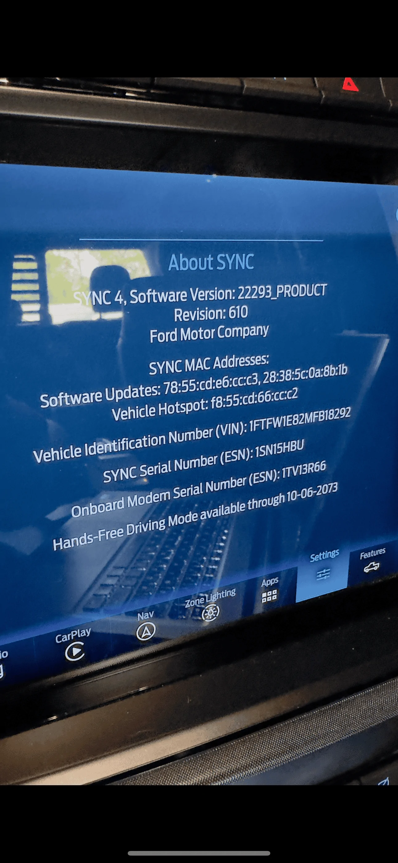 Ford F-150 Power-Up 4.2.1. OTA software update installed today IMG_6959