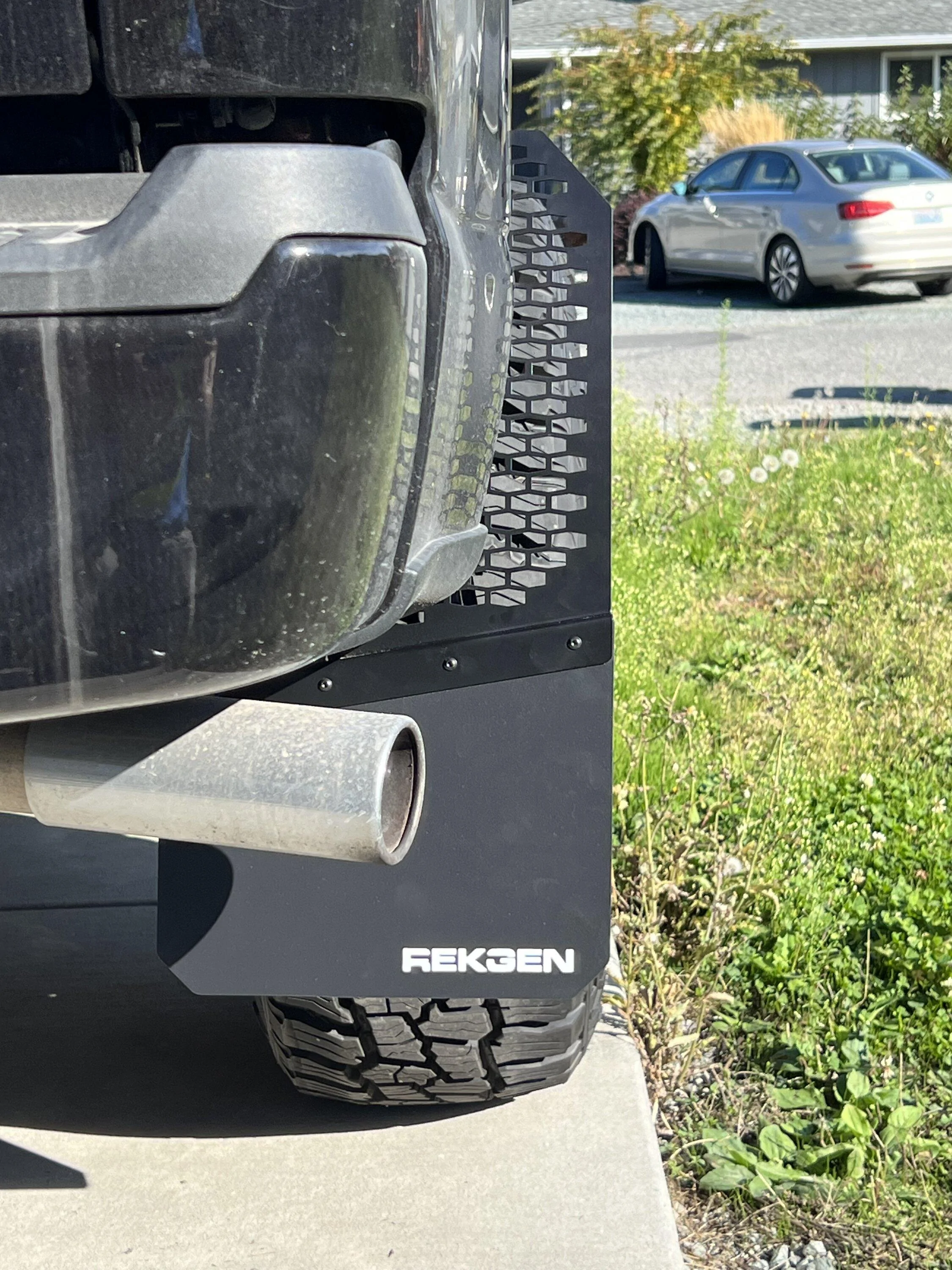 Ford F-150 RekGen universal mudflaps on rear IMG_7040