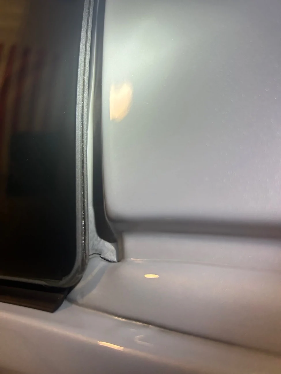 Ford F-150 2022 F150 A-Pillar sealant is cracked. IMG_7419