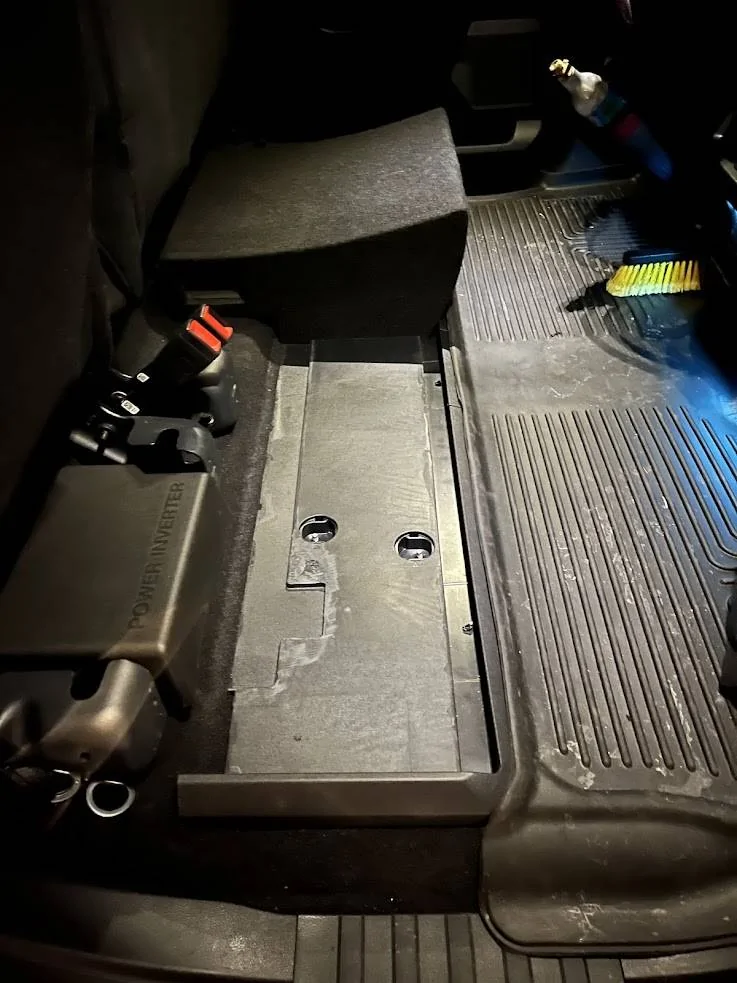 Ford F-150 Modifying Locking Underseat Storage For Use With Car Seats IMG_7651