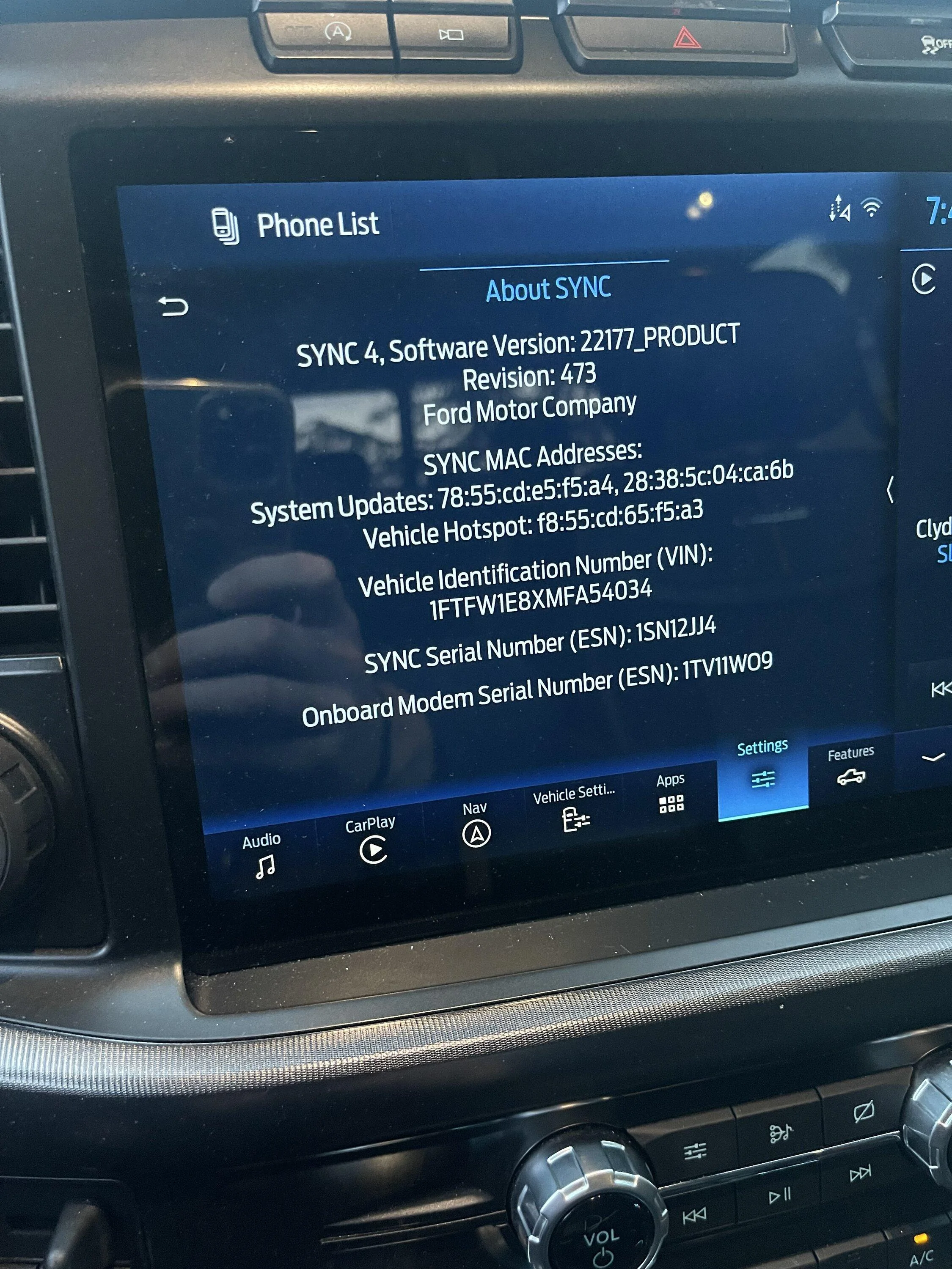 Ford F-150 Power-Up 4.2.1. OTA software update installed today IMG_7933