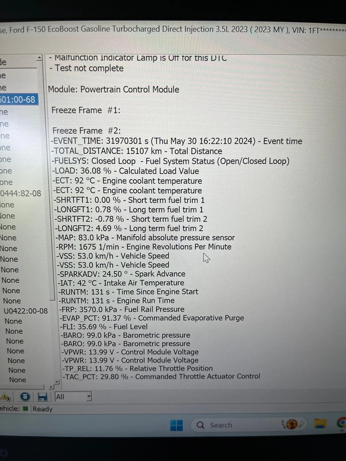 Ford F-150 3 DTCs with no check engine light! IMG_8119