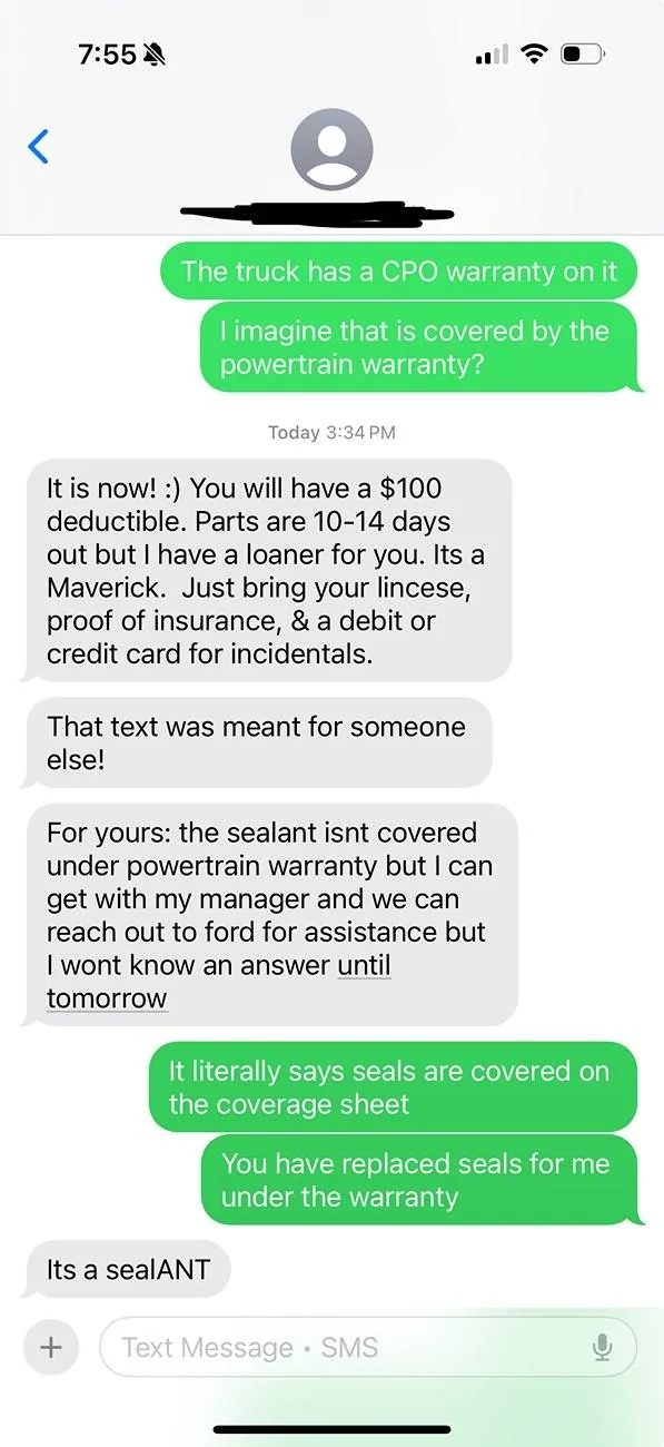 Ford F-150 Sealant not considered a “seal” by powertrain extended warranty. IMG_9382