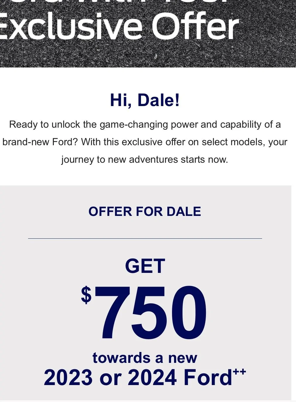 Ford F-150 personal cash offer. IMG_9708