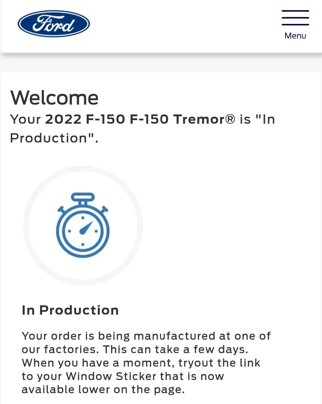 Ford F-150 3/14/2022 Build Week In production 