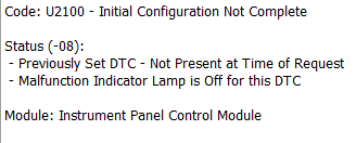 Ford F-150 Used 2021 F150 - FORScan IPC U-2100 Error IPC