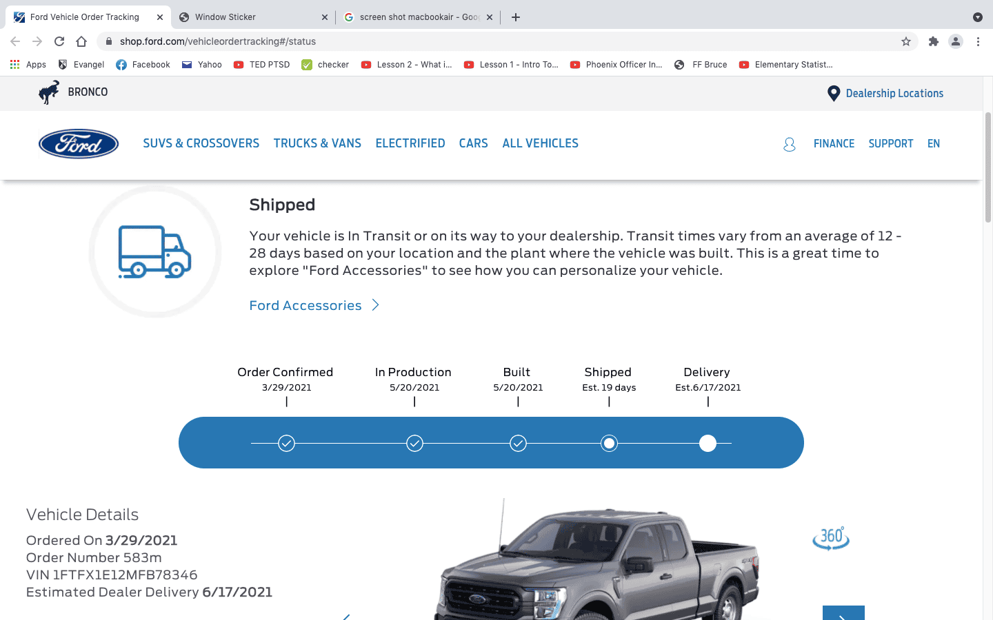 Ford F-150 Tracker: "Shipped" vehicle on its way??? June 17