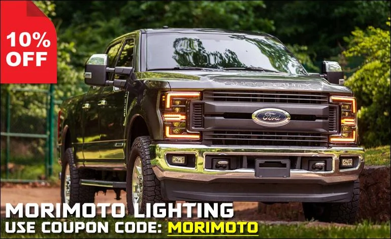 Ford F-150 10% OFF MORIMOTO | Headlights, Fog Lights, Tail Lights & More Large Banner (10 Off Morimoto)