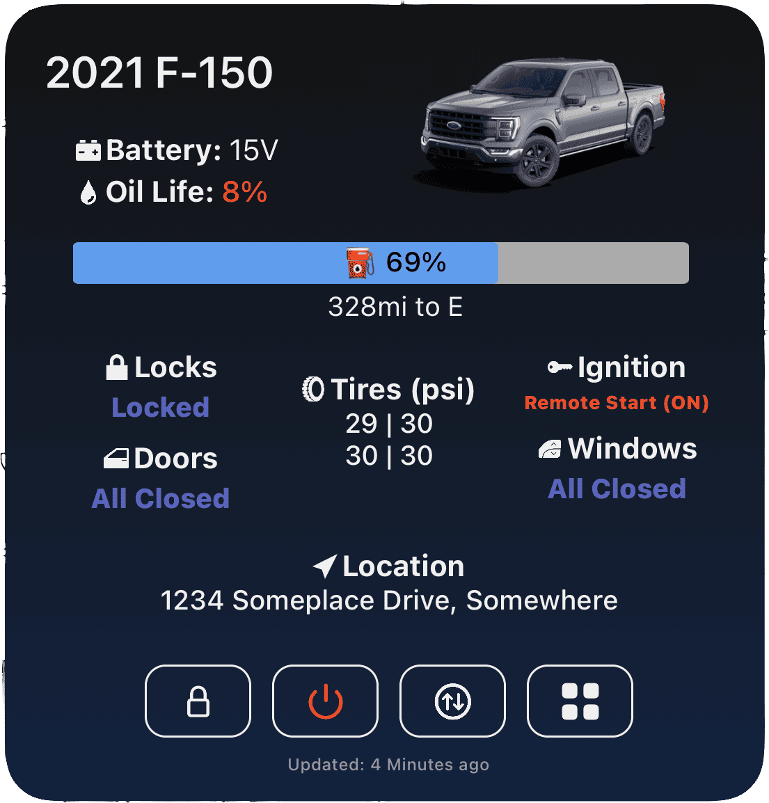 Ford F-150 FordPass - Scriptable Widget (iOS, iPad, MacOS) largeDetailedDark