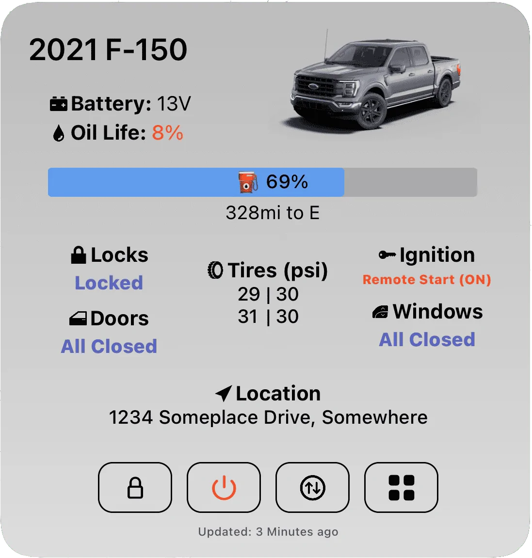Ford F-150 FordPass - Scriptable Widget (iOS, iPad, MacOS) largeDetailedLight