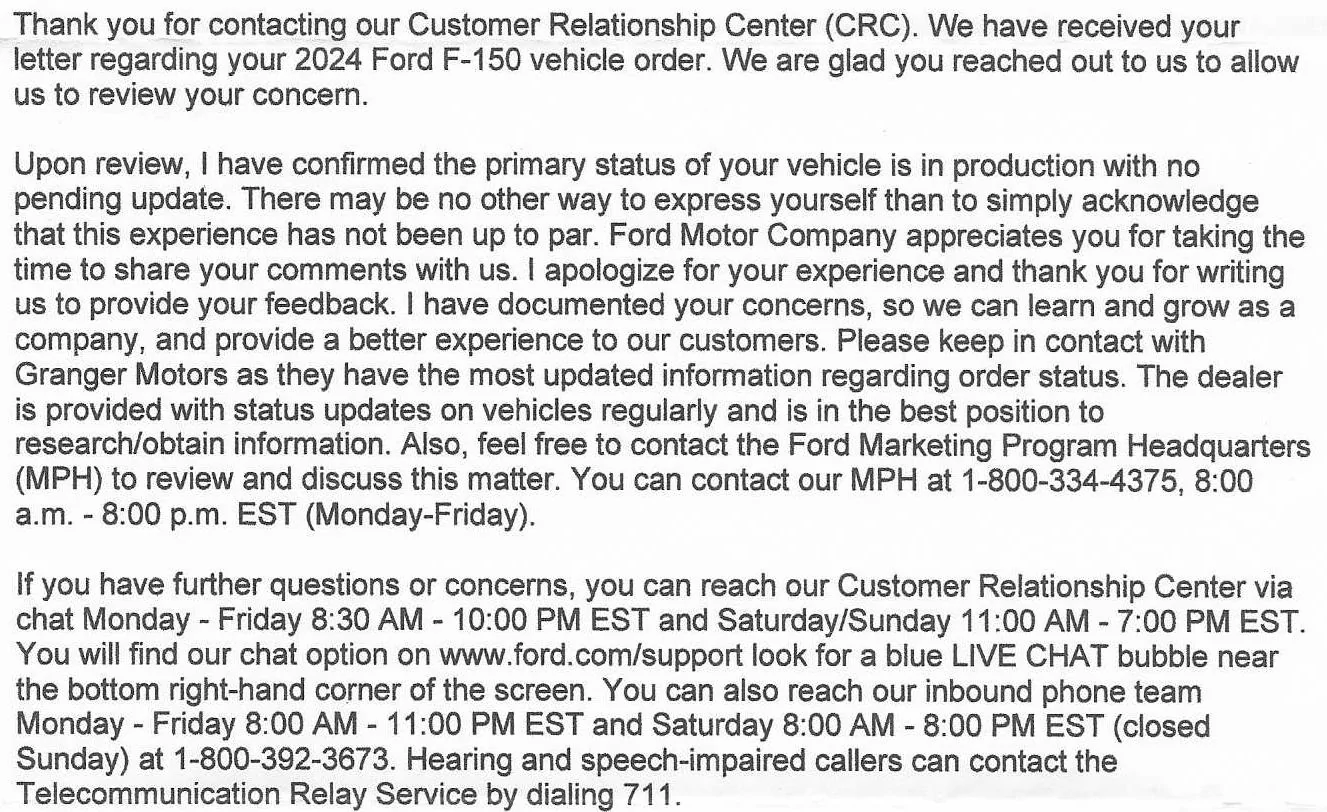 Ford F-150 Anybody have their 24 built and/or delivered yet? letter