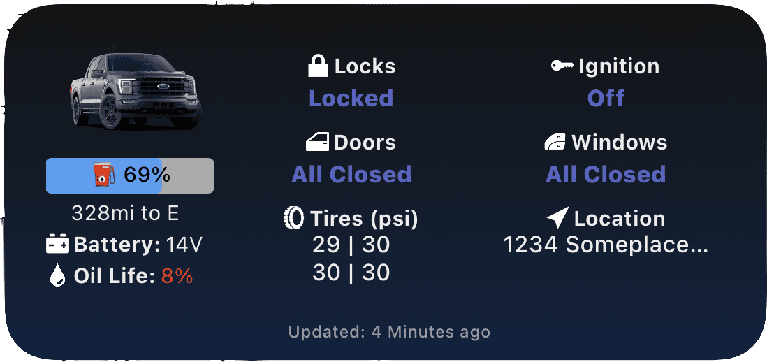 Ford F-150 FordPass - Scriptable Widget (iOS, iPad, MacOS) mediumDetailedDark