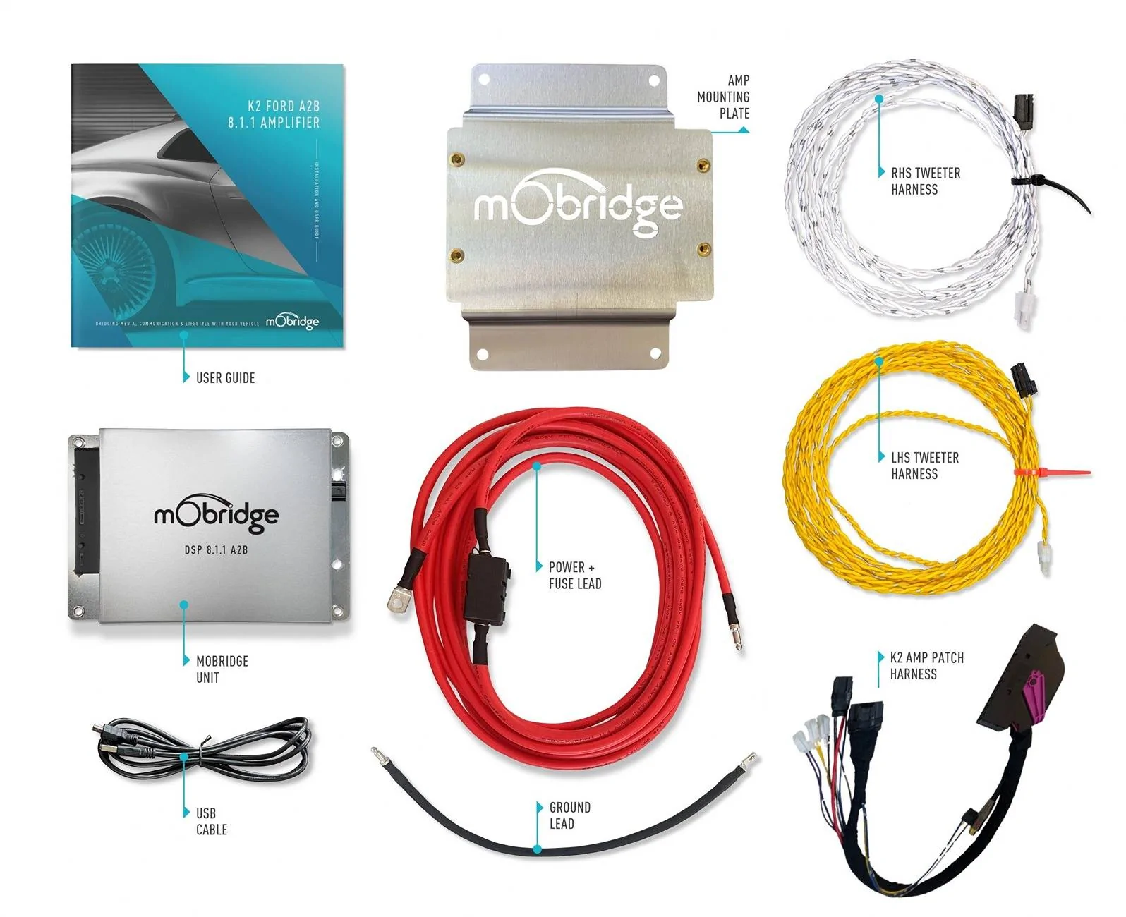 Ford F-150 mObridge DSP 8.1 Ford A2B mObridge_PNP_f150_reg_Kit_Contents_FA-scaled