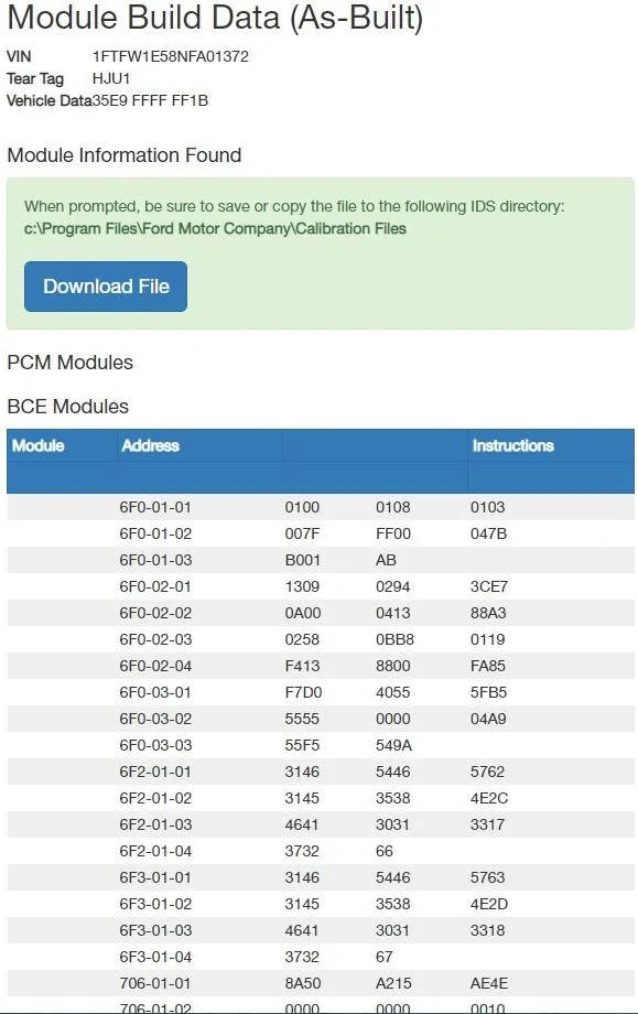 Ford F-150 12/20/2021 Build Club modules